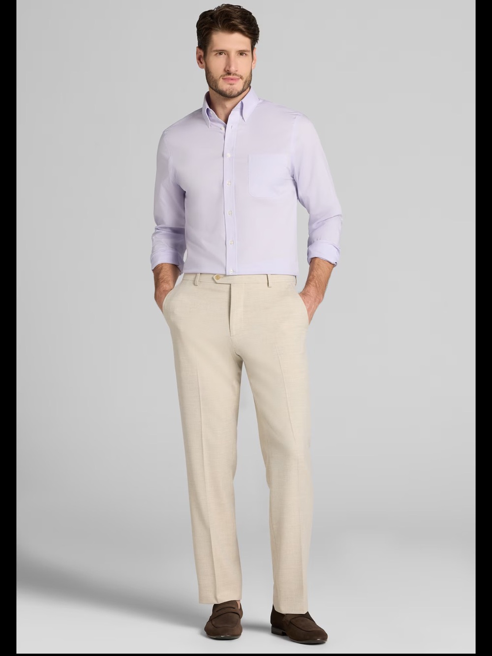 Jos A Bank Men's Classic Comfort Stretch Textured Dress Pant Linen Look NEW 36